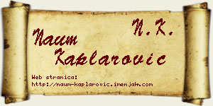 Naum Kaplarović vizit kartica